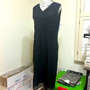 Beaded drama black dress size M